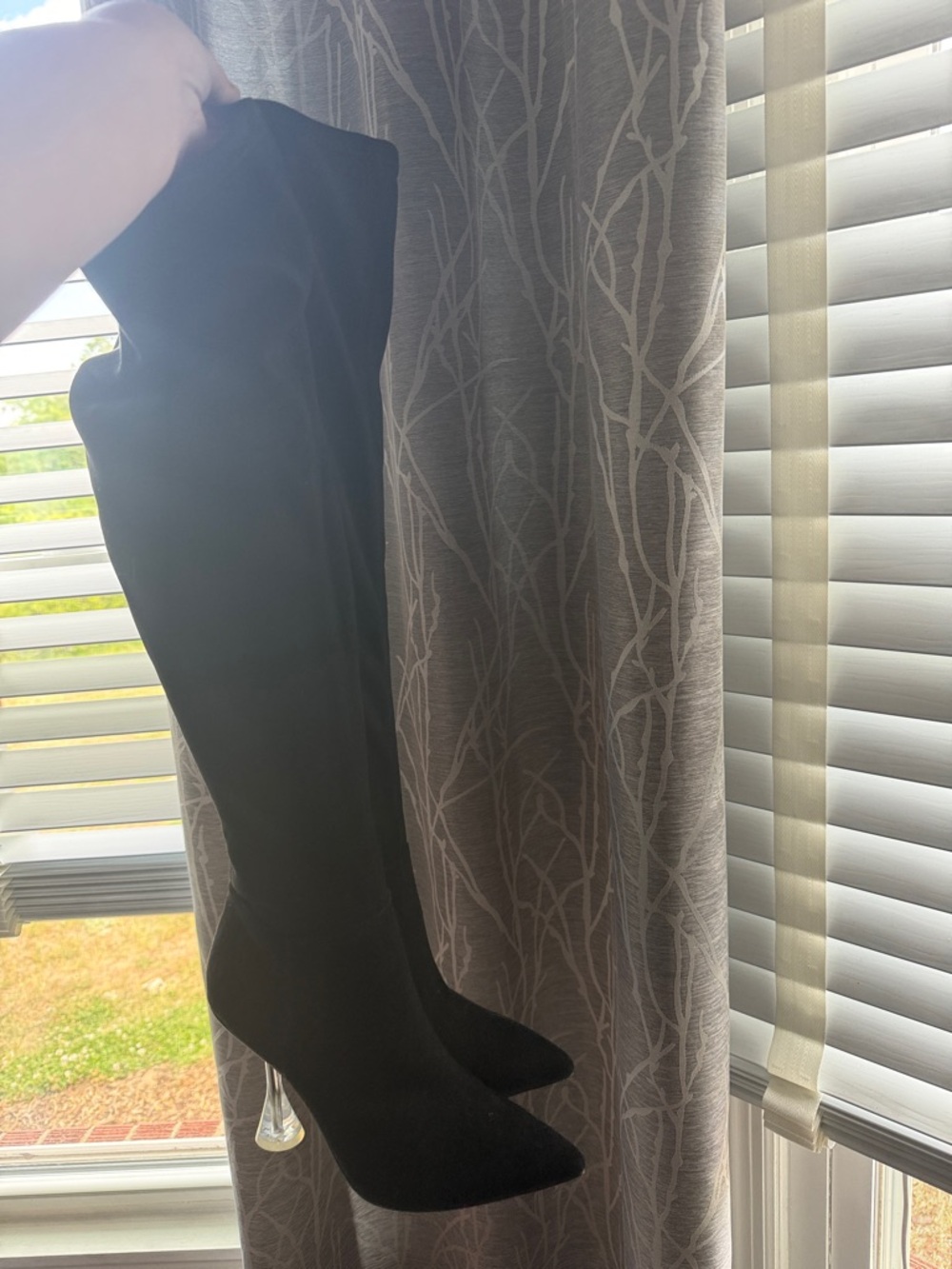 Black Over-the-Knee Pointed Stiletto Boots